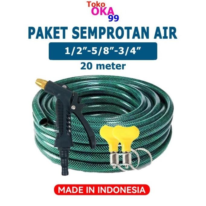 NEW SATU PAKET SEMPROTAN SELANG AIR 20 METER / SELANG AIR CUCI MOTOR MOBIL