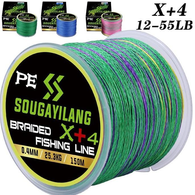Sougayilang 150M Pe Senar Pancing 0.1Mm-0.4Mm 5.6Kg-25.3Kg 12.3-55.8Lb Kuat Lompat Senar Pancing Pe 