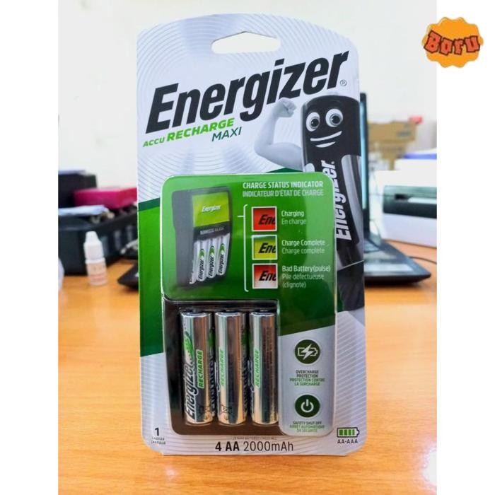 Promo Charger Energizer Maxi Aa/Aaa 2000 Mah Include 4 Pcs Batre Recharge Aa