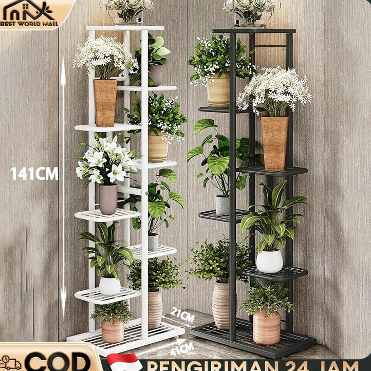 Rak Bunga Besi Rak Pot Bunga Rak Susun Penyimpanan Pot Bunga Besi Standing Pot Susun 3/6/8