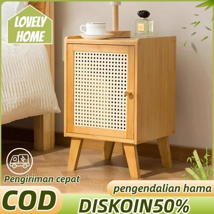 Meja Nakas Kayu Meja Kecil Meja Rotan Estetik Untuk Kamar Meja Sudut Bedside Table Minimalis locker 