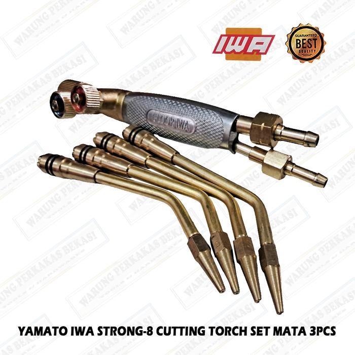 Murah Iwa Gloortorch Blander Stang Las Gas Karbit Acytelene Gas Oxygen Gloor Welding Torch 4Pcs Mata
