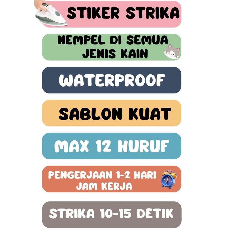 

Label nama Setrika / stiker untuk semua jenis Kain / Sablon Nama / Sticker Baju Kaos Sablon Setrika Sticker Iron Custom Tulisan baju murah