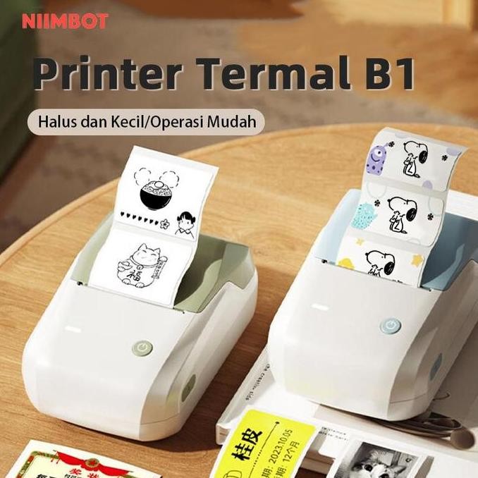 

NIIMBOT B1 Printer Label Termal Kecil, Tahan Air dan Tahan Minyak Tidak Mudah Sobek, Mesin Label Portabel Bluetooth Lebar 20-50mm Warna Putih Putih Cerah Makanan Tanggal QR Kode Mesin Penandaan Harga Garmen