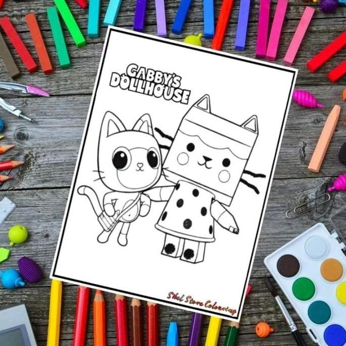 

new !!! Kertas Mewarnai Anak Tema Gabby's Dollhouse / Kertas Gambar (10 Lembar Gambar) murah