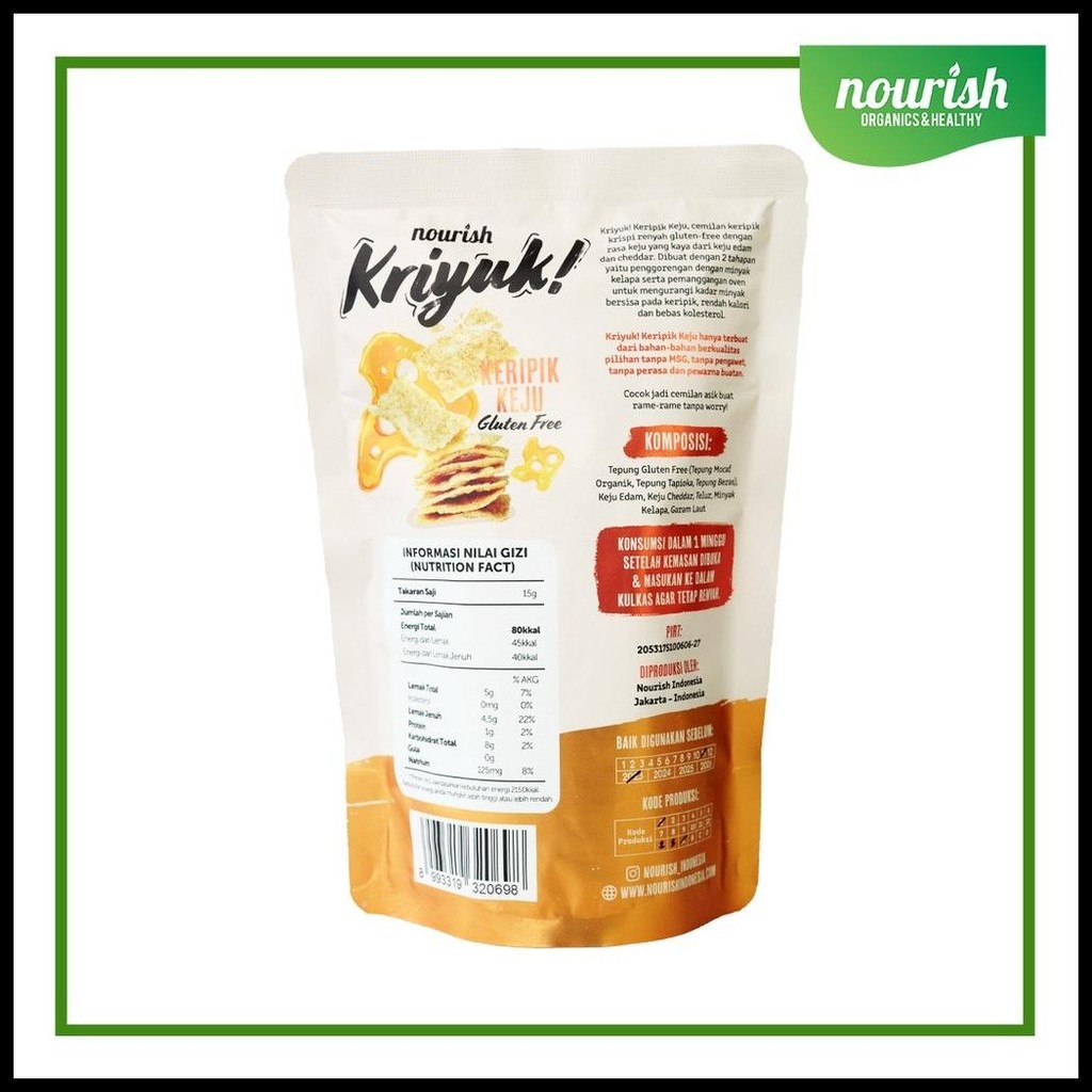 

KRIYUK! KERIPIK KEJU EDAM GLUTEN FREE BEBAS KOLESTEROL, NO MSG 60G