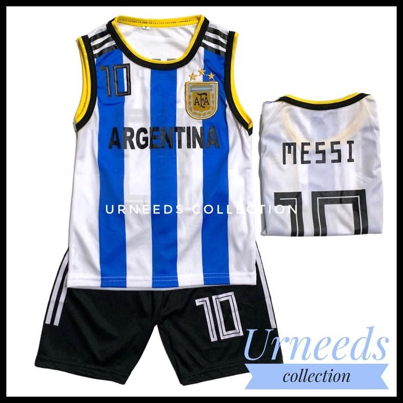 SETELAN BAJU JERSEY SINGLET SEPAK BOLA  TERBARU SET ANAK ARGNTNA PUTIH