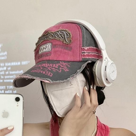 Topi Baseball Pria Wanita Bahan Katun Wash Model Robek-Robek Double Warna Distro