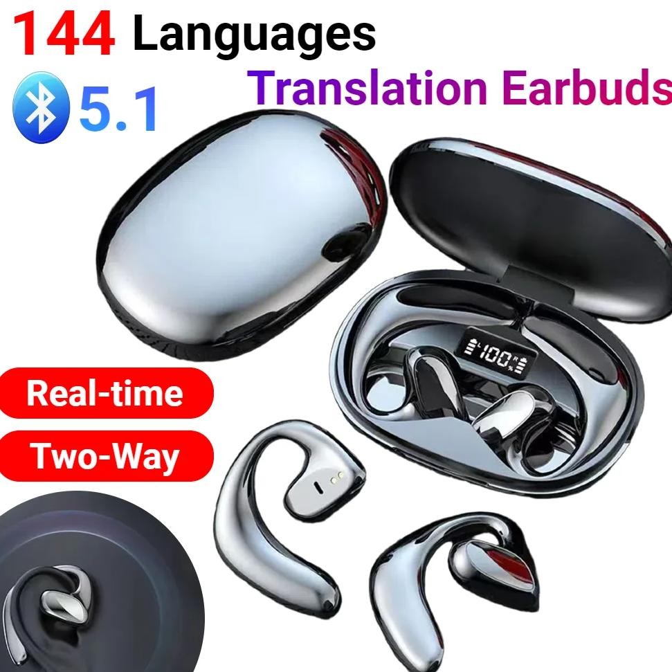 

Language Translation Earbuds 144 Languages High Accuracy Real-time Two-Way Earbuds Voice Translator Earbud for Android and iOS