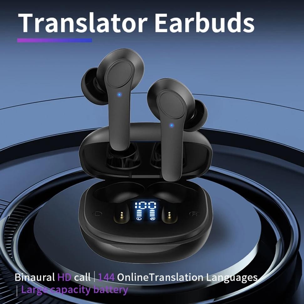 

144 Languages Real Time Translator Earbuds 4 Translation Mode Wireless BT Translation Earphones Noise Cancelling IPX6 Waterproof