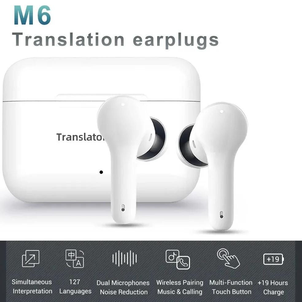 

M6 Translation Headphones Portable 127 Languages Instant Translate Smart Voice Translator Wireless Bluetooth Translator Earphone