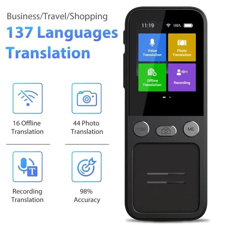 

Portable T16 Instant Intelligent Voice Translation Recording 138 Language Real Time Smart Offline Translation Machine