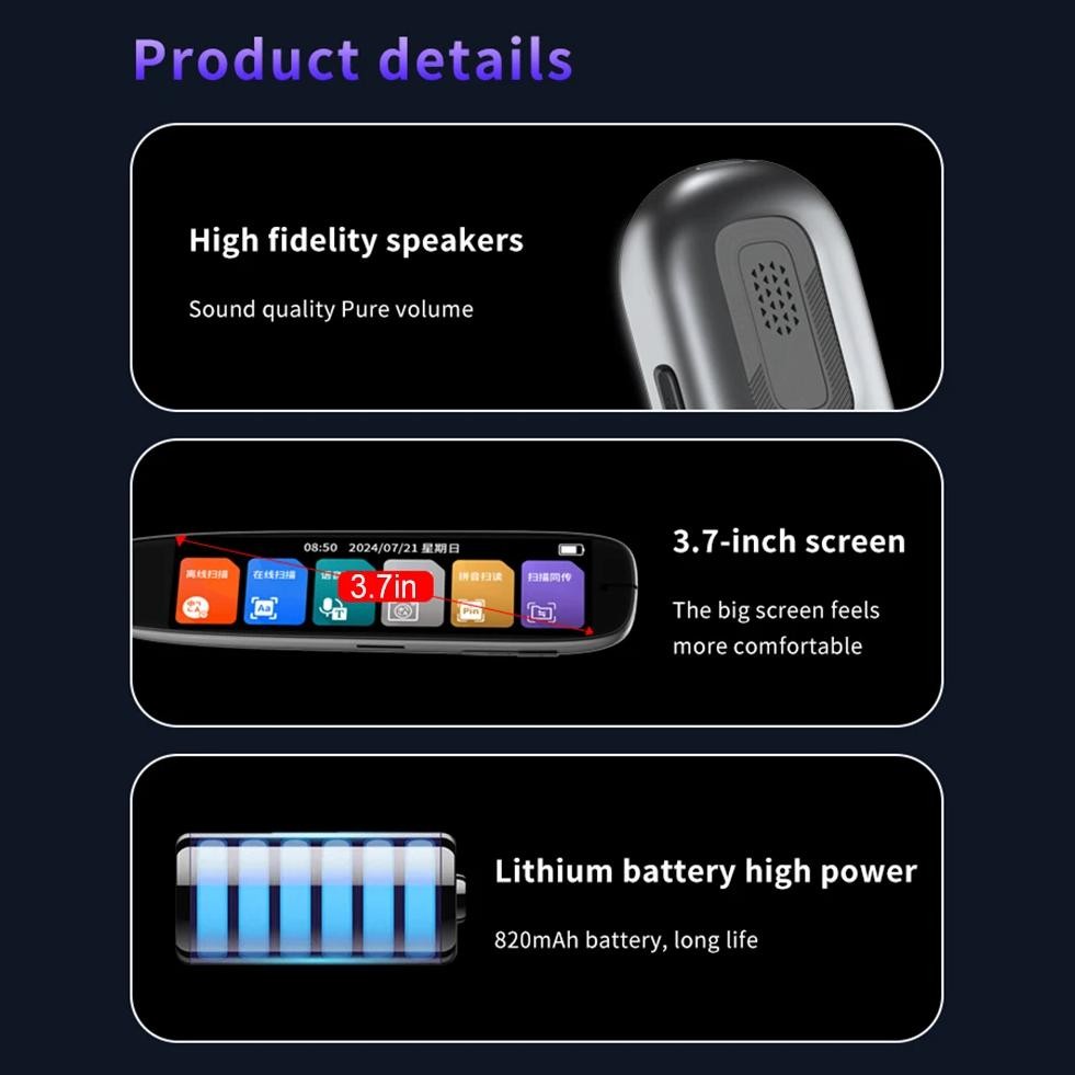 

Translation Pen 142 Languages Smart Scanner Translator Pen Online/Offline Modes Scanning Reading Translator for Teacher Student