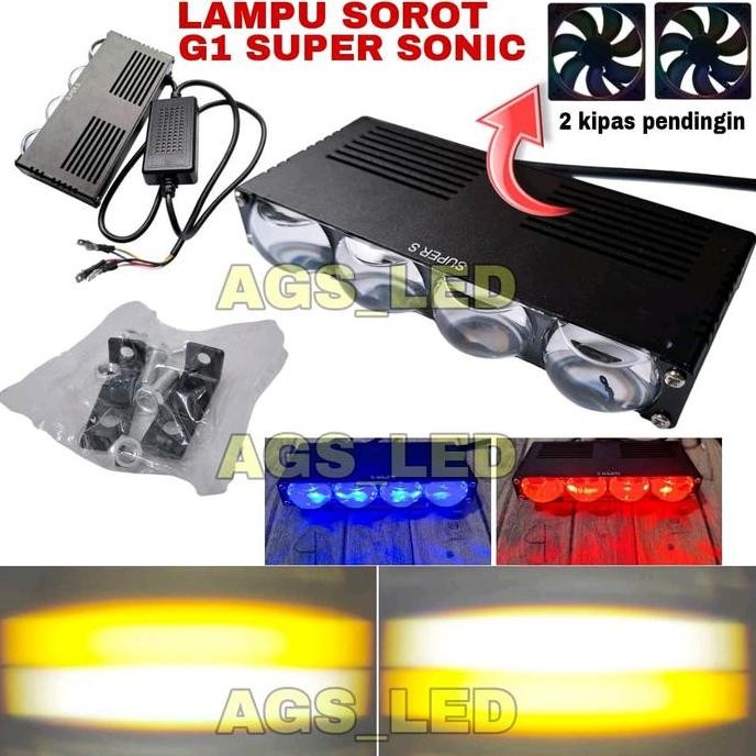 LAMPU SOROT G1 4 MATA SLIM SUPER SONIC DEVIL LED KIPAS SUPER TERANG / LAMPU SOROT FOGLLAMP GRILL MOB