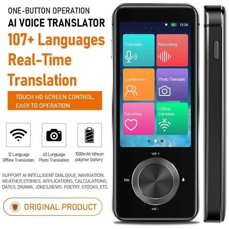 

Translator Device M9 137 Languages Intelligent Translator Real-time Voice Recording Text Translate Machine Supports 16 Offline