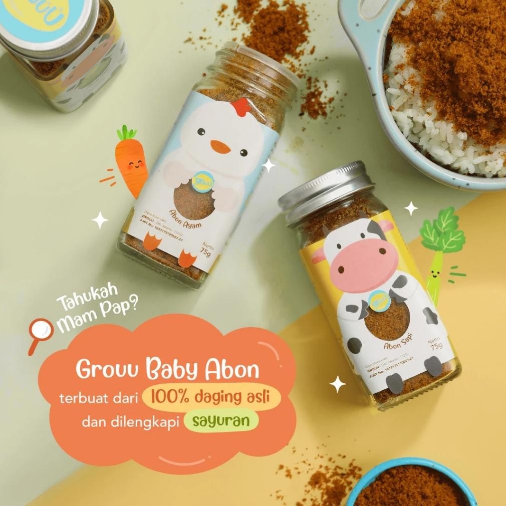 

ABON MPASI GROUU OMO YUMMY BITES GROUU BUMBOO POTABON BONA FAMILY/POTABON/JOYMEAL- ABON ANAK NON MSG