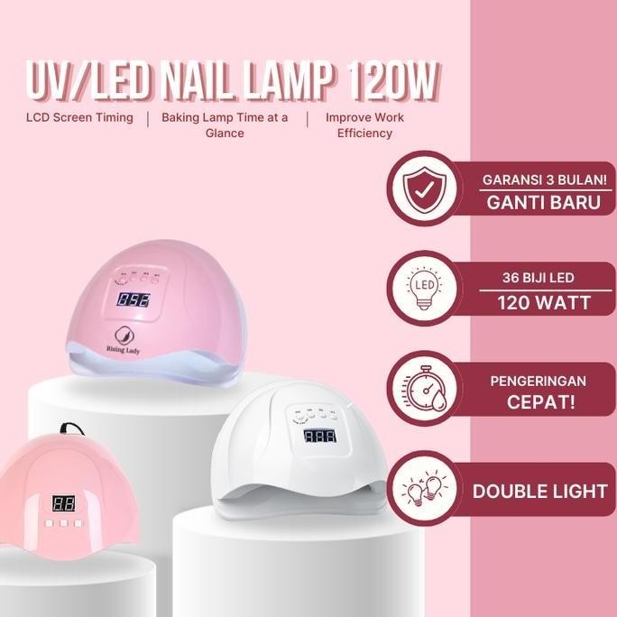 TERBARU - Rising Lady UV LED Nail Lamp 120Watt / Lampu UV Gel Nail Art 120Watt/54Watt / Lampu Penger