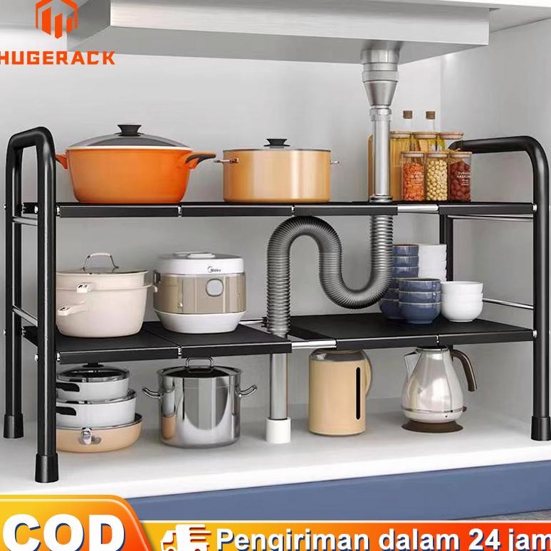 Rak dapur stainless steel  Rak Bawah Wastafel  Rak panci Rak kolong dapur Rak lemari dapur Rak Susun