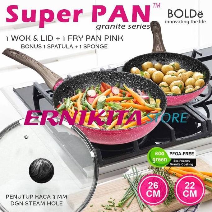 Tersedia SUPER PAN BOLDe Black Pink Series - PANCI GRANITE CERAMIC COOKWARE SET