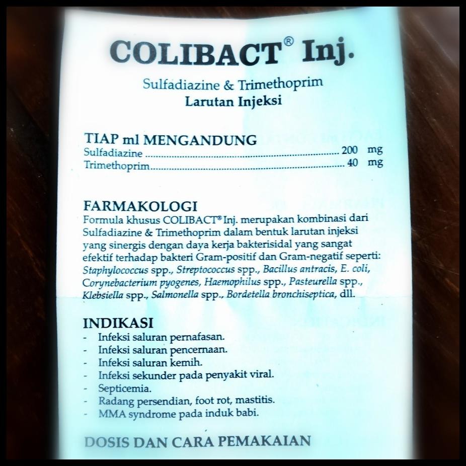 COLIBACT INJEKSI SANBE KEMASAN 50 ML DAN 20 ML