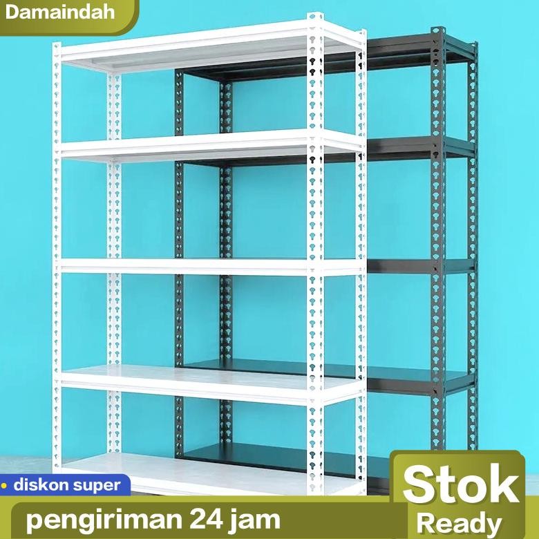 Rak Besi Baja Siku 5 Susun Serbaguna Gudang Rak Supermarket Rak Dapur Rak Besi Siku Lubang Rak Aquar