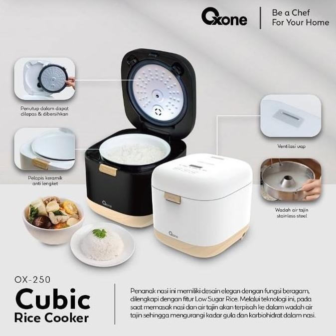 TERLARIS - Rice Cooker Oxone OX 250 Low Sugar 5 in 1 Cubic Penanak Nasi 0,8 L Rendah Gula Low Carbo 