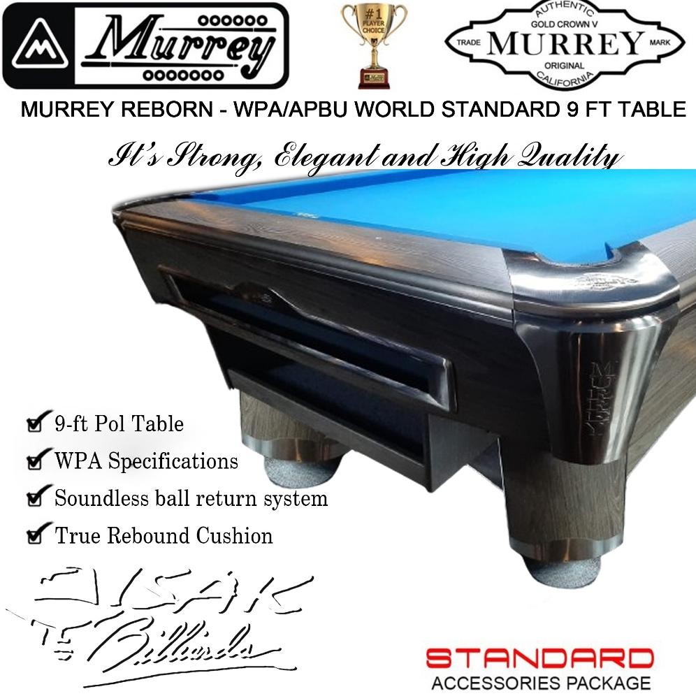 Murrey Reborn 9 ft Pool Table - Grey - Meja Billiards 9 feet - Standard
