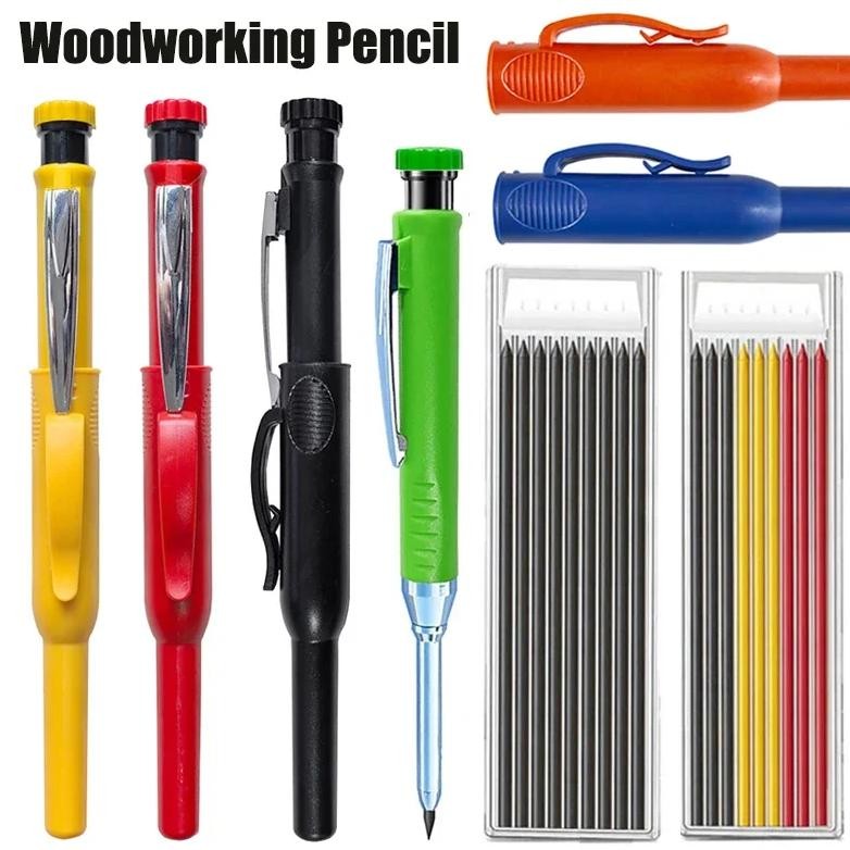 

3Pcs/Set 2.8Mm Woodworking Automatic Pencil Built In Pencil Sharpener 2B Lead Core Deep Hole Marking Engineering Drawing Tool