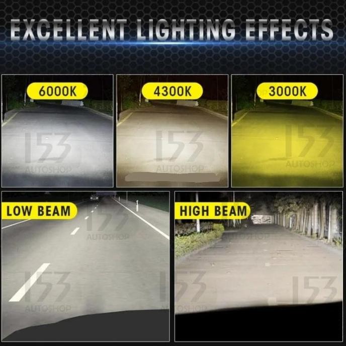 . Bolamp Lampu H11/H1/HB3/HB4/H4 LED 50W 3 Warna