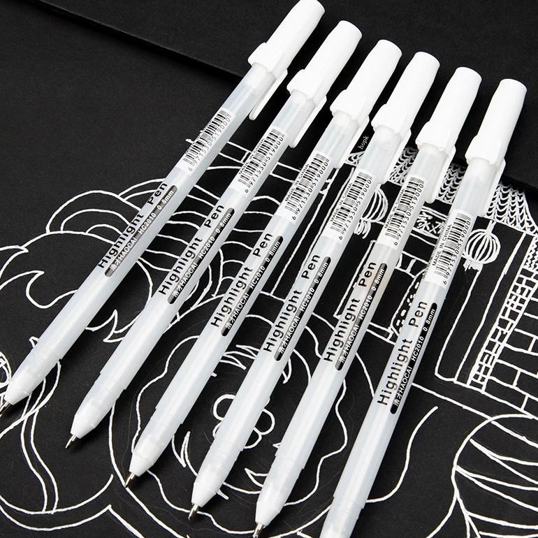

3 Pcs Creative White Ink Gel Pen Highlight Marker Pen 0.8Mm Fine Tip For Student Stationery Drawing Art Writing School Supplies