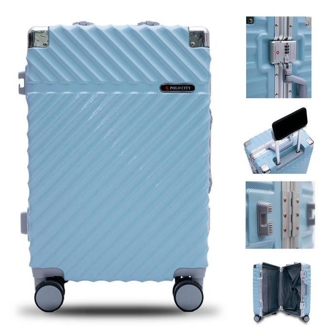 Koper Hardcase Aluminum Polo City No Zipper Size Bagasi 24 Inch - 7001