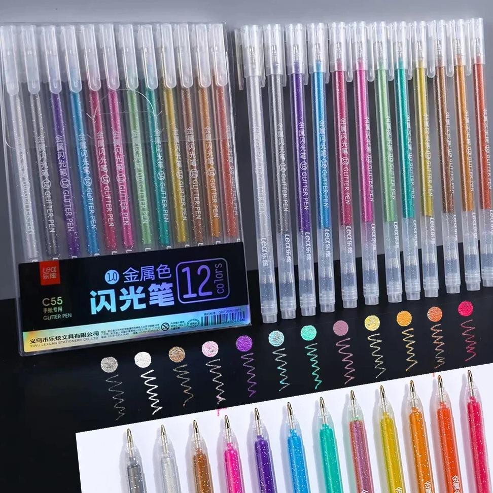 

12Pcs/Set Sparkling Colorful Gel Pens Scrapbooking Journa Drawing Pen Graffiti Painting Tools Student Stationery School Supplies