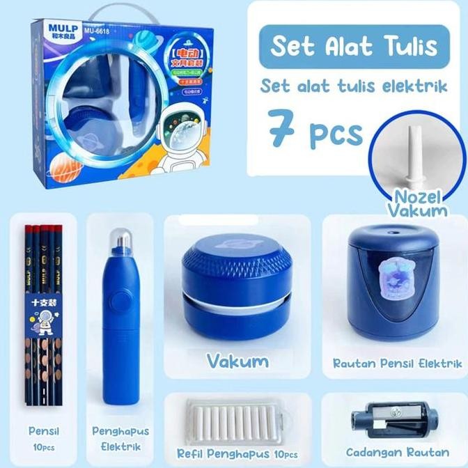 

Alat Tulis Sekolah Elektrik Rautan Penghapus Vacuum / Electric Stationery Set Lengkap