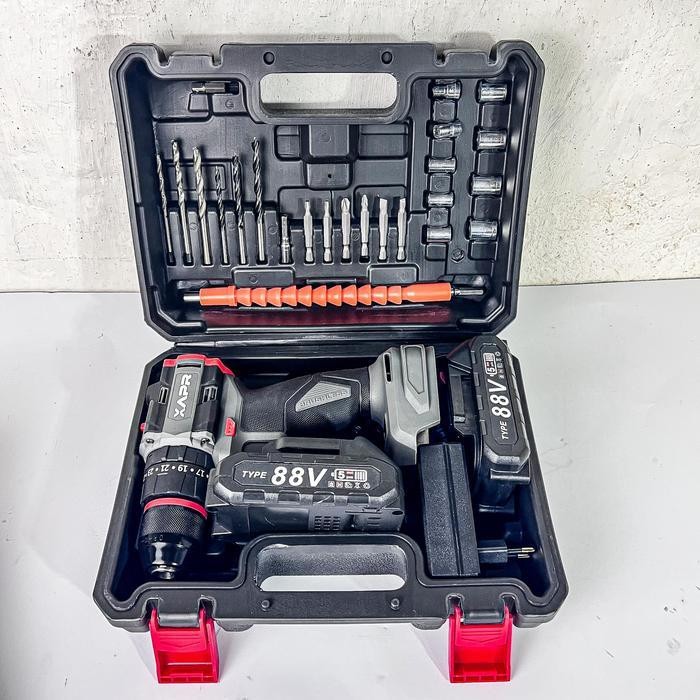 Apr Bor Brushless Type Ap85+ 10Mm Keyless Auto Lock 2Baterai Lxt 88V Mesin Bor Besi Kayu Driver  Bor