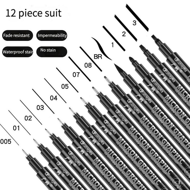 

Pigment Liner Micron Pen Set Manga Markers Needle Pen Art Brush Hand-Painted Hook Line Pens Sketch Fineliner Drawing Stationery