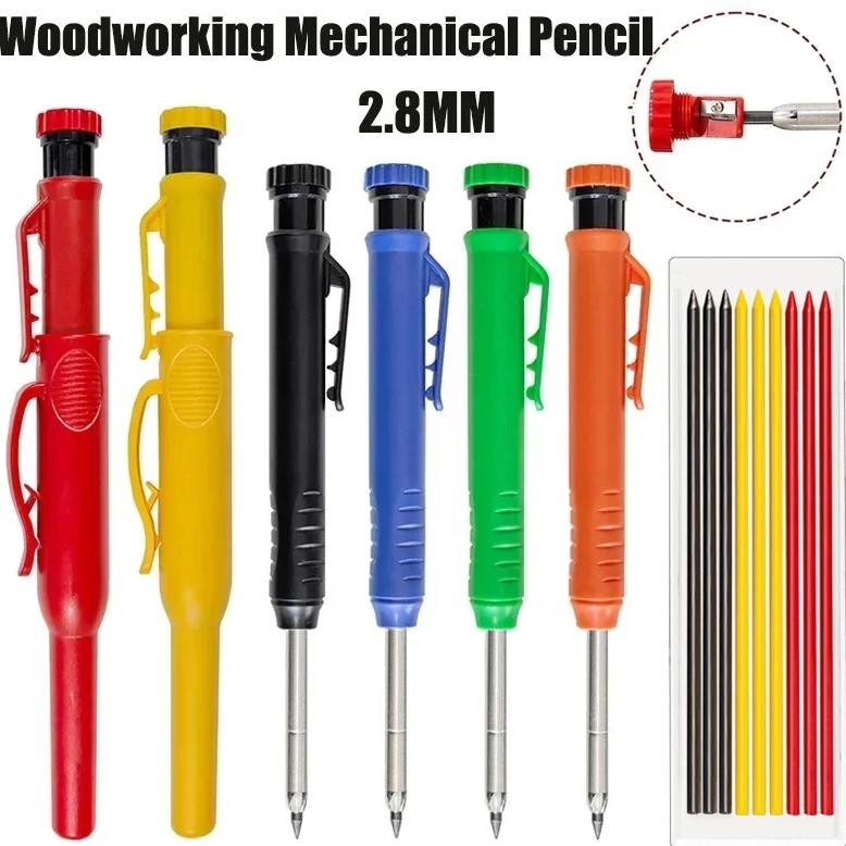 

2.8Mm 6 Colors Creative Woodworking Automatic Pencil Set With Pen Cover 2B Lead Deep Hole Marking Engineering Drawing Pen