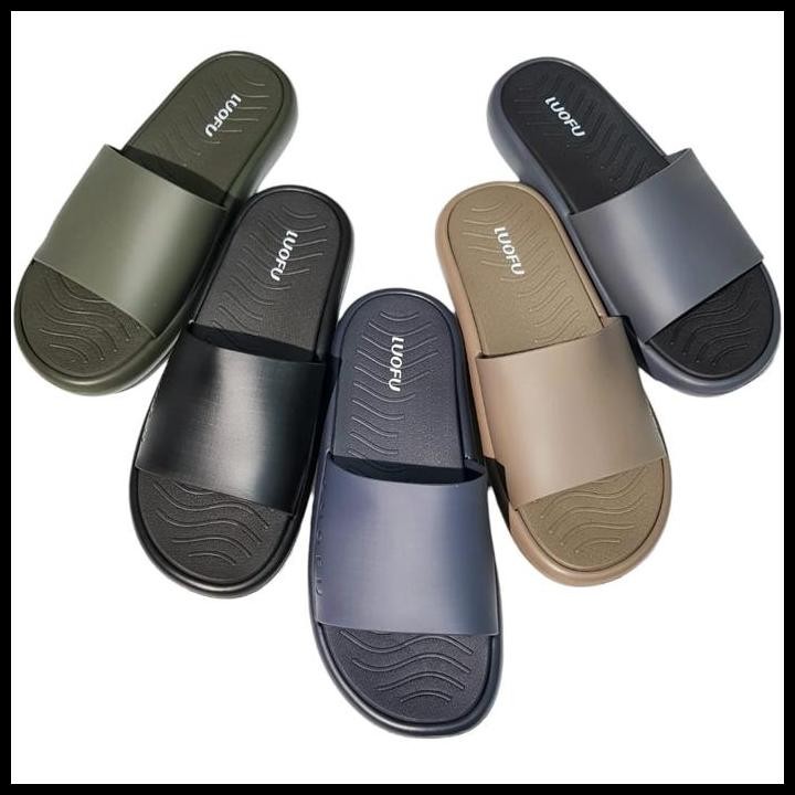 Luofu Sandal Selop Karet Pria Empuk Polos Ringan E7208M-5Wp (Ar-6) Original Best Seller