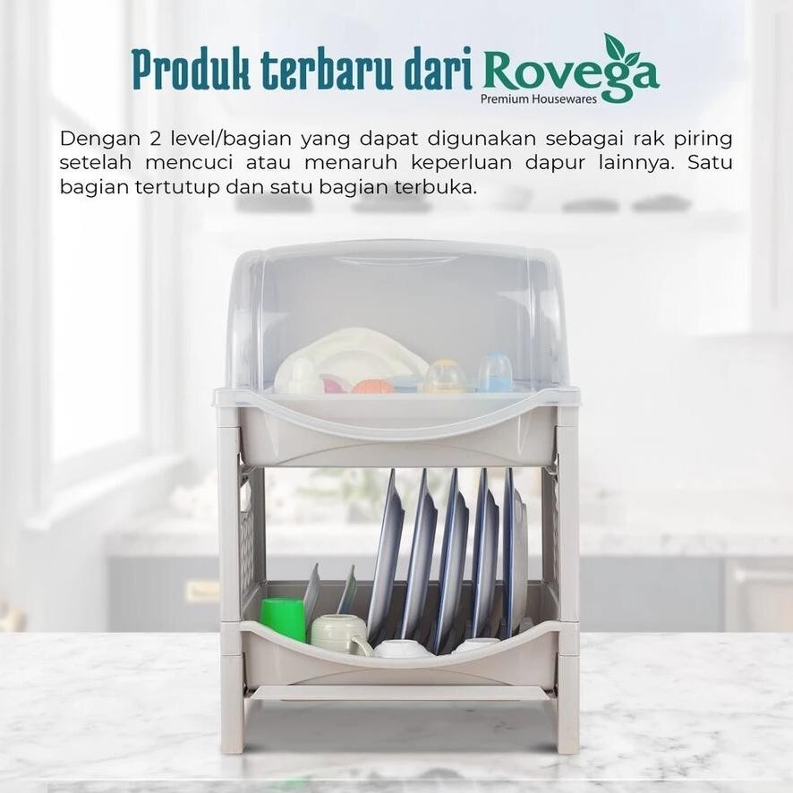 ROVEGA Rak Piring Plastik Tutup Lotus 280