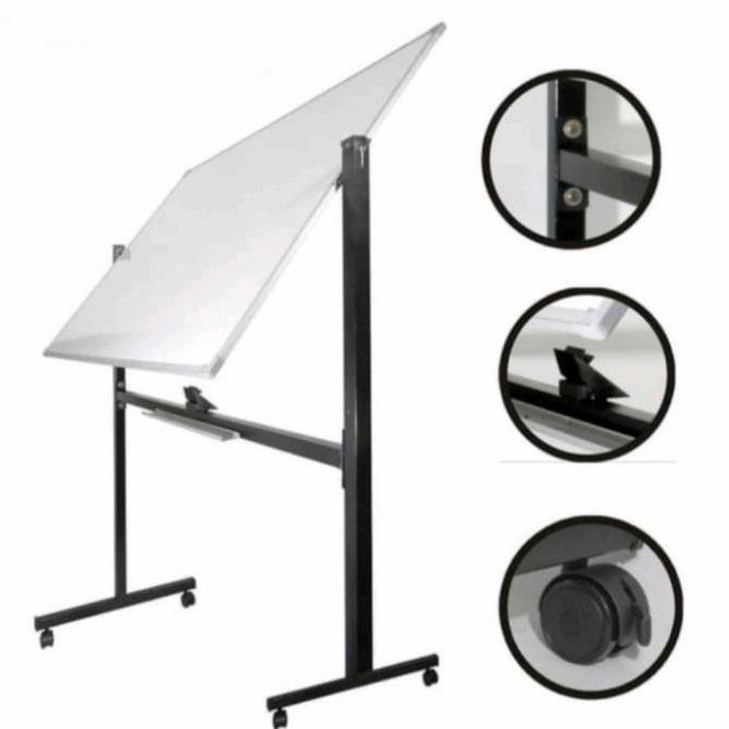 

papan tulis sakana whotebord magnetik uk 90x180 cm satu muka+kaki roda Kualitas Original