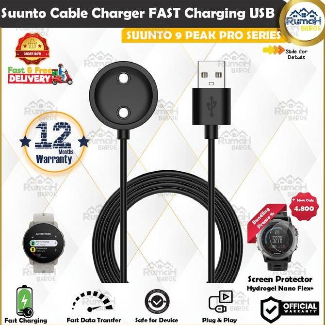 Cable USB Charger Smartwatch Jam Suunto 9 Peak Pro Vertical Race Tipe B Kabel Magnetic Fast Charging