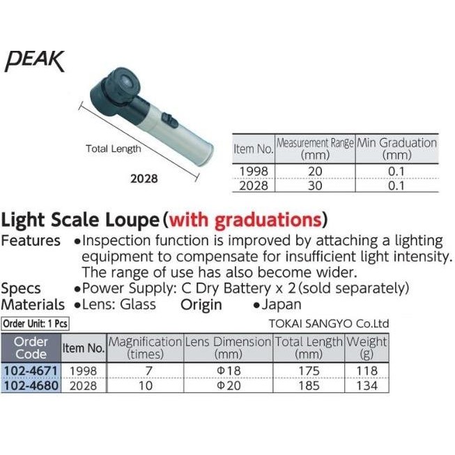 

Light Scale Loupe Magnifier 10x 10x Magnifying Glass PEAK 2028 Kualitas Original