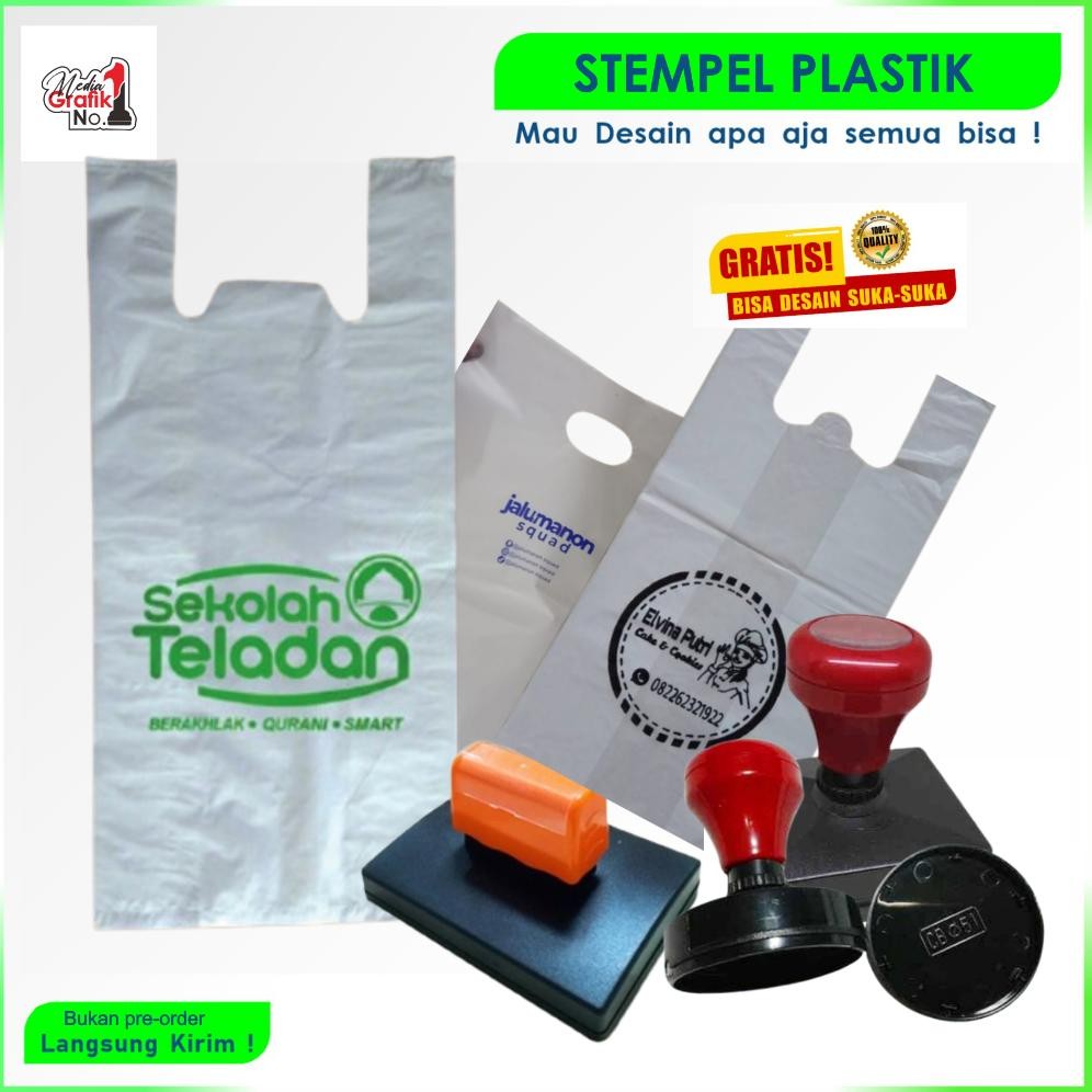 

NEW!!! COD Jual Stempel Plastik Permanen / Stempel Kresek / Cap Pelastik / Stenpel Waterproof UMKM Custom Free Design