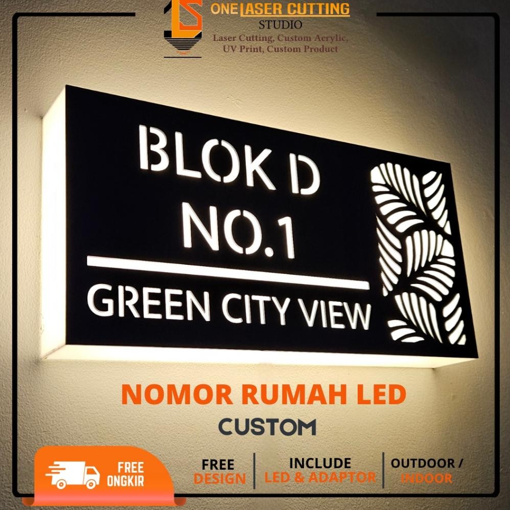 NEW Nomor Rumah Led Neon Box Akrilik Custom Papan Nama Lampu LED