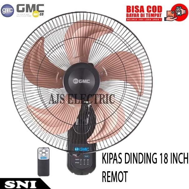 GMC ll Fan 521 remote 18 inch Besi / Kipas Angin Dinding gantung Remot / kipas tembok 18 inch besi