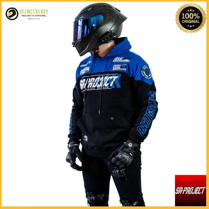 SR Project Racing Stories Blue Hoodie Casual Jaket Motor Original Kualitas Original