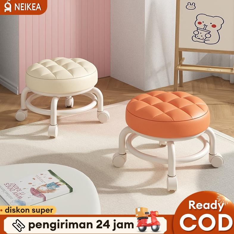 NEIKIA Kursi Kecil Bulat Bisa Berputar Bangku Anak Bundar Empuk Kursi Roda Bulat Putar 360
