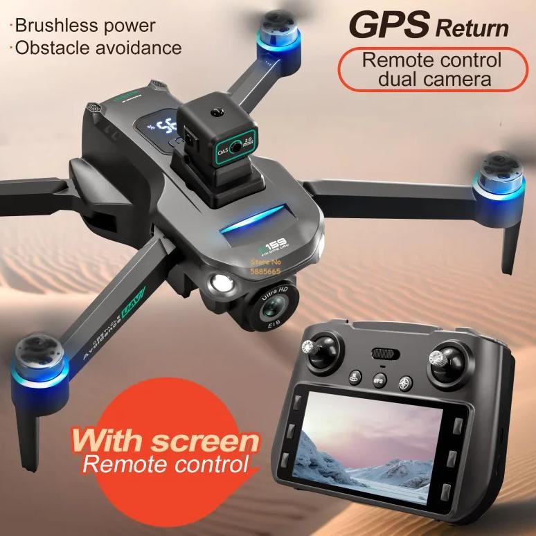 8K Dual Camera 5G Wifi Fpv Remote Control Quadcopter Drone 2Km Obstacle Avoidance Led Screen Brushle