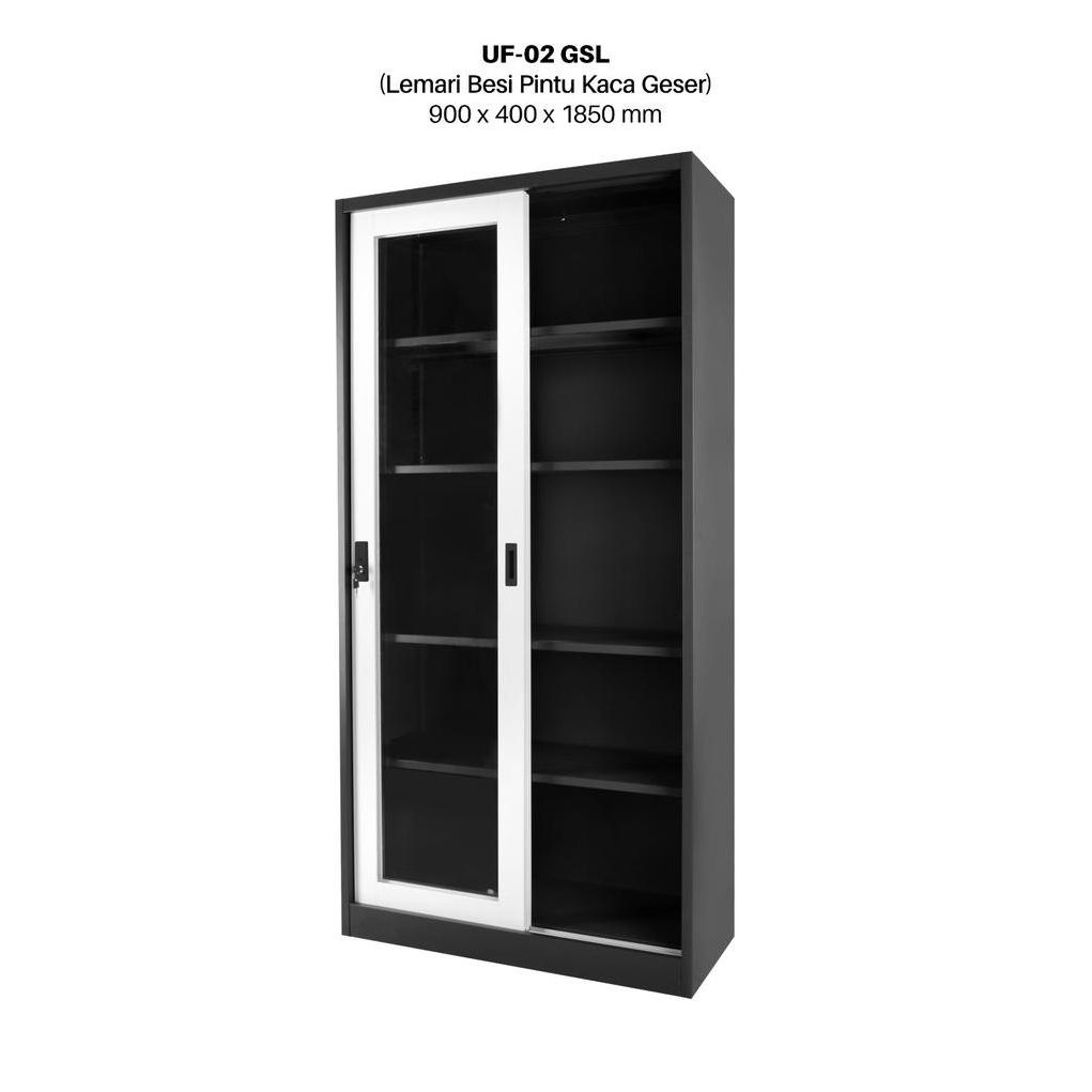 

UNO Lemari Besi Arsip Kaca Sliding Geser UF 02 GSL Mekar Furniture Kualitas Original