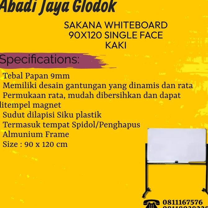 

SAKANA WHITEBOARD 90X120 SINGLE FACE KAKI Kualitas Original