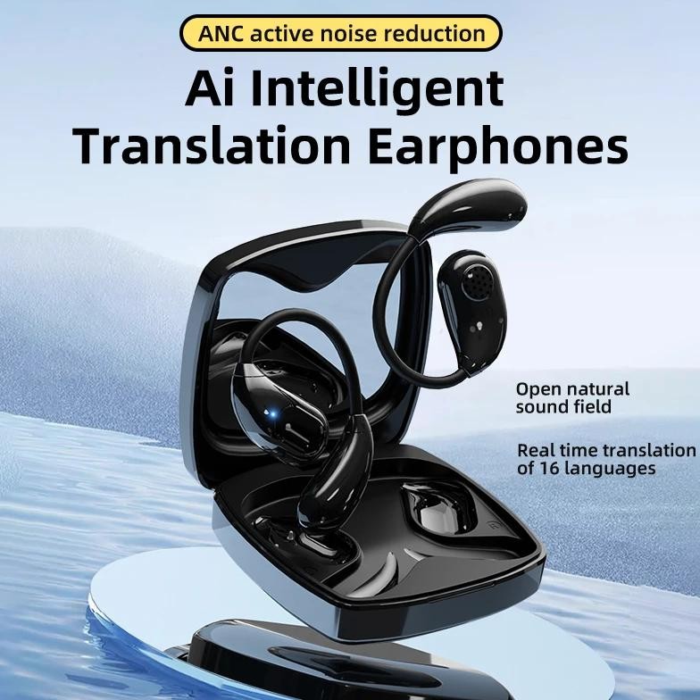

Real time translation Bluetooth earphones, dual ear hanging, non in ear, simultaneous translation for overseas travel, AI voice